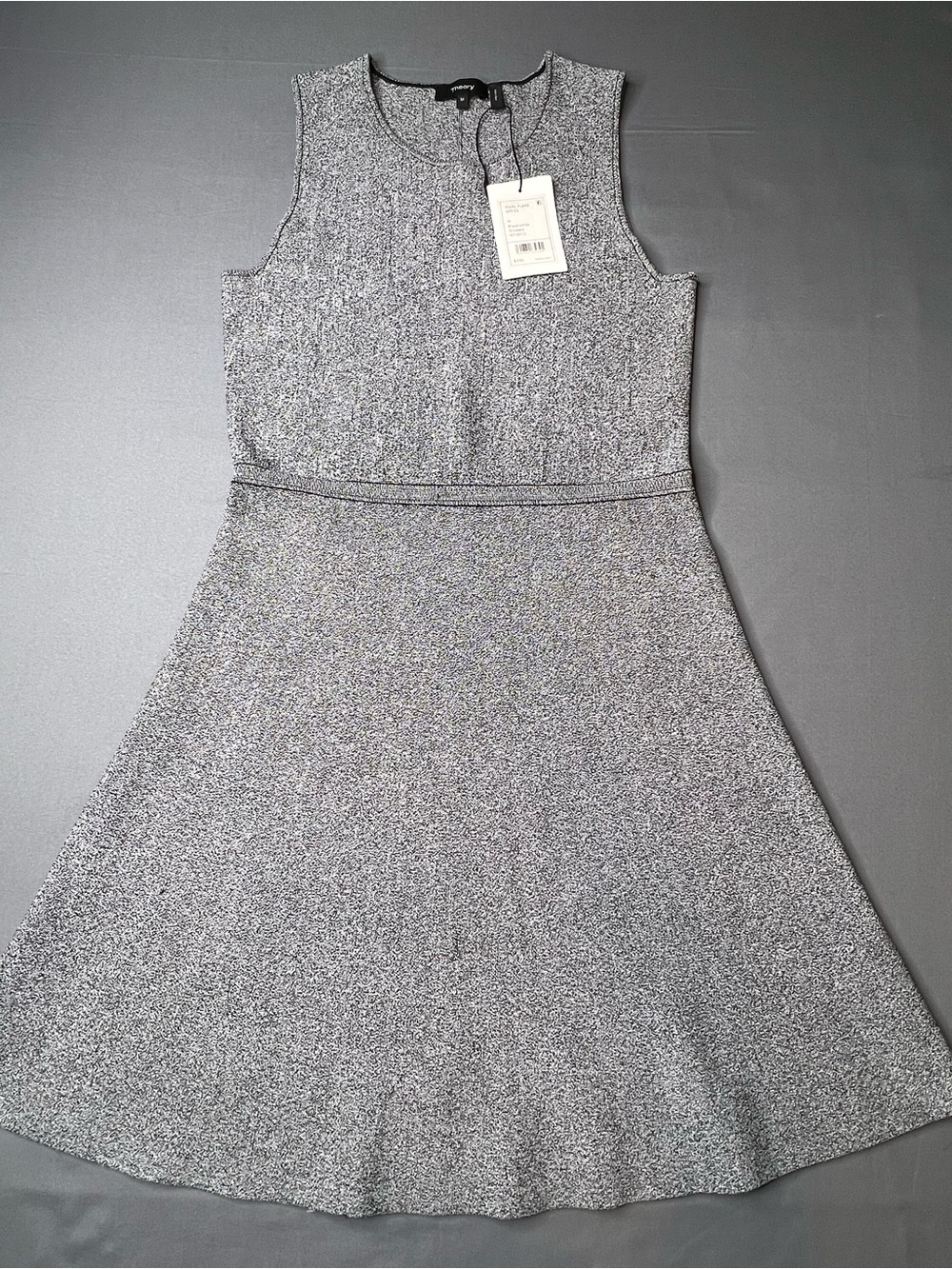 NWT Theory Marl Flare Dress Black/White Glossed Size Medium